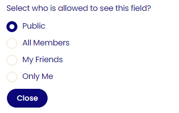 Screenshot of Who is allowed to see this field? option for sharing your information.